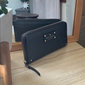 Kate spade black wallet gold details
